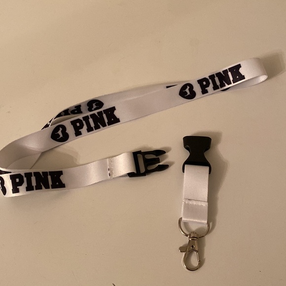 White and black Pink lanyard - Picture 2 of 2